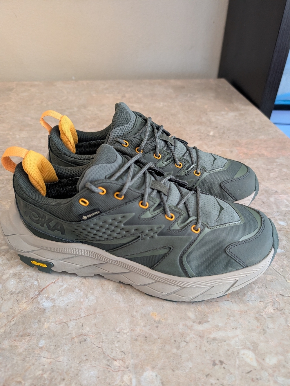 HOKA One One Ancapada Low GTX Gore-Tex Green Olive Hiking Shoes Men's Size 7.5D